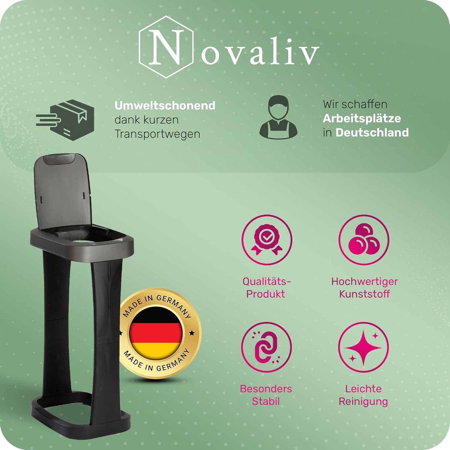 Detalle de Novaliv Müllsackständer mit Deckel 70–120 L – stabil, robust und vielseitig
