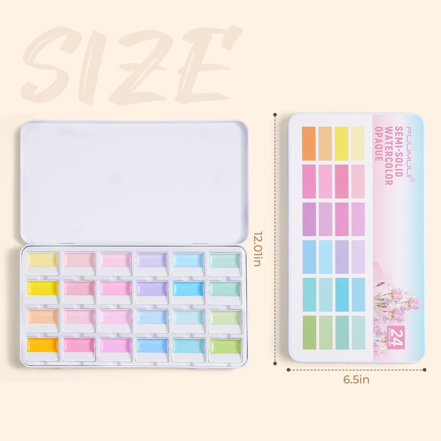 Detalle de Fuumuui CREAMORA 24-Color Opaque Semi-Solid Watercolor Paint Set