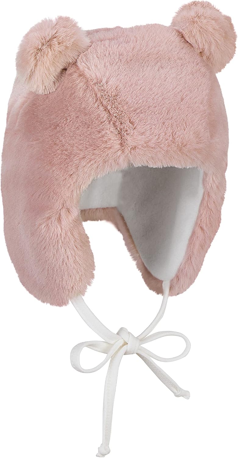 Detalle de Sterntaler Baby Mädchen Bomber Hat Inka-Mütze (Inka-Mütze) in Rosa – mit Bindebändern und Öhrchen