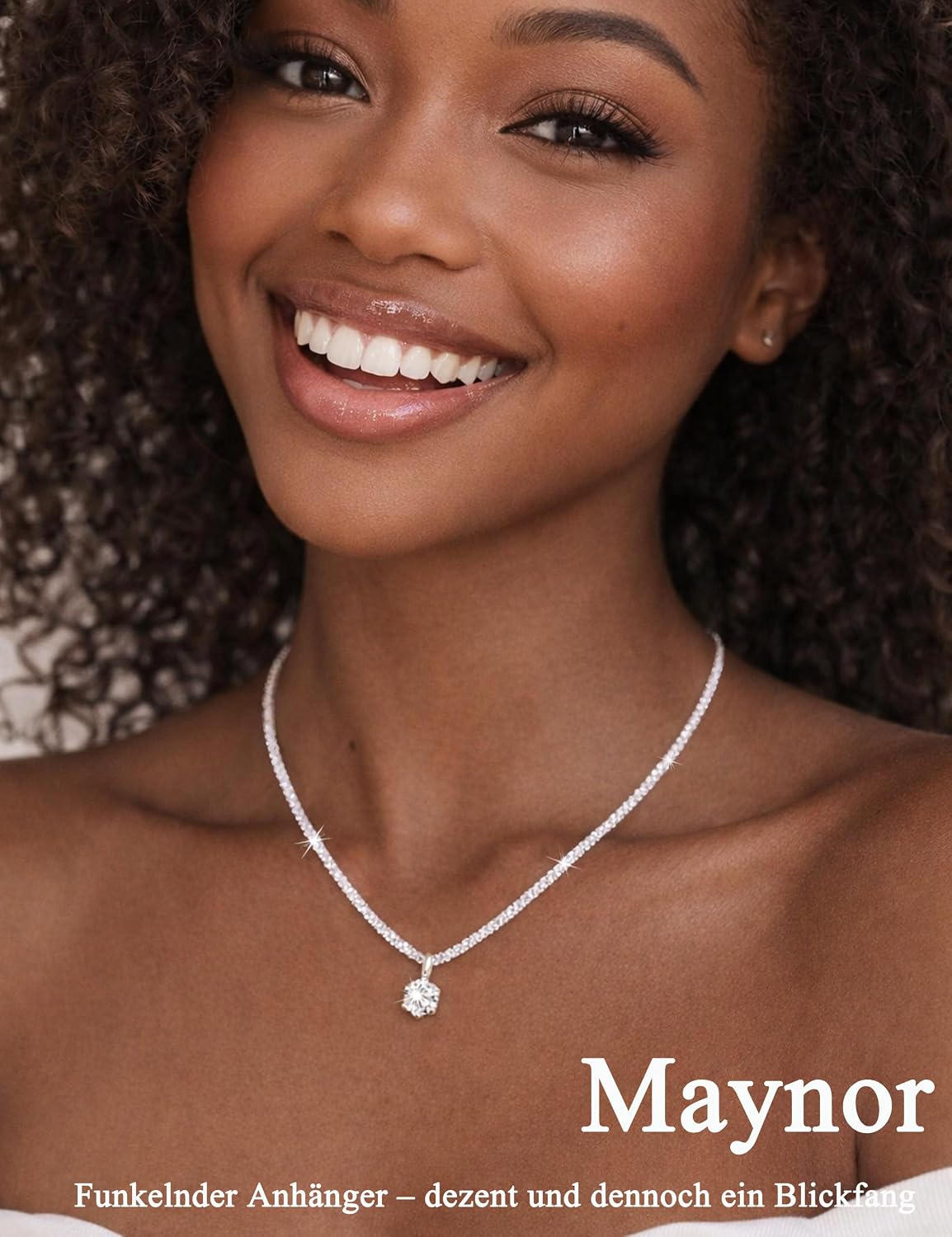 Detalle de Maynor Geburtsstein Halskette Damen – 925 Sterling Silber mit Zirkonia-Anhänger in 12 Farben