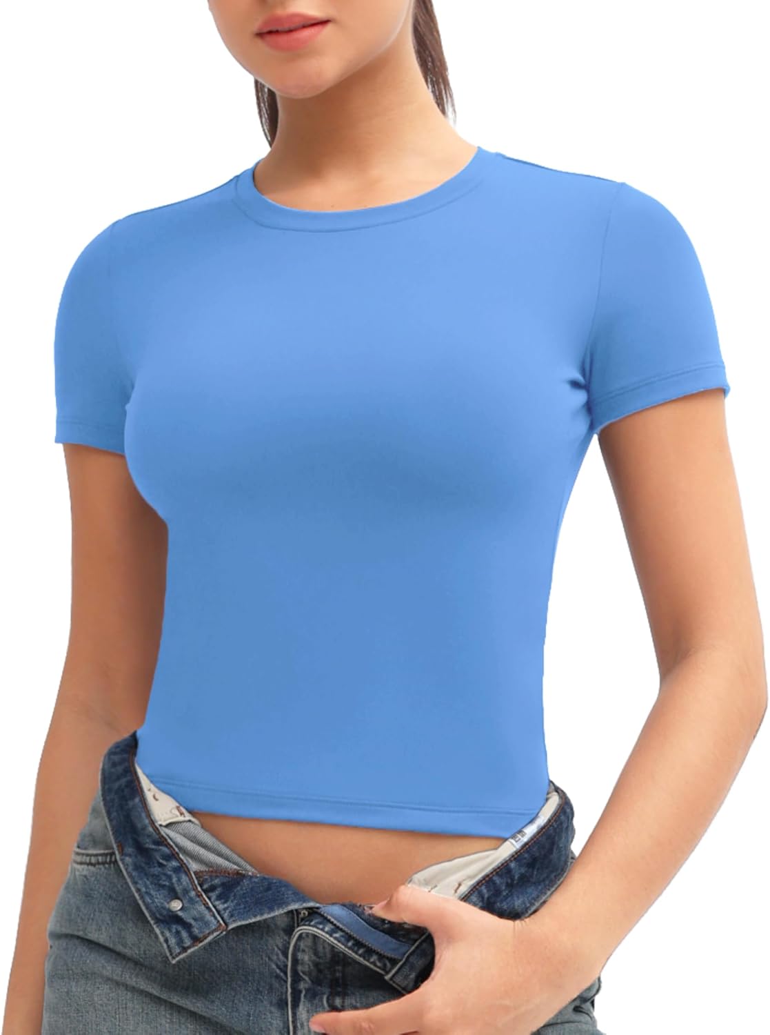 Thumbnail 6 de THE GYM PEOPLE Women's Cropped Workout Top, Slim Fit, Breathable Stretch