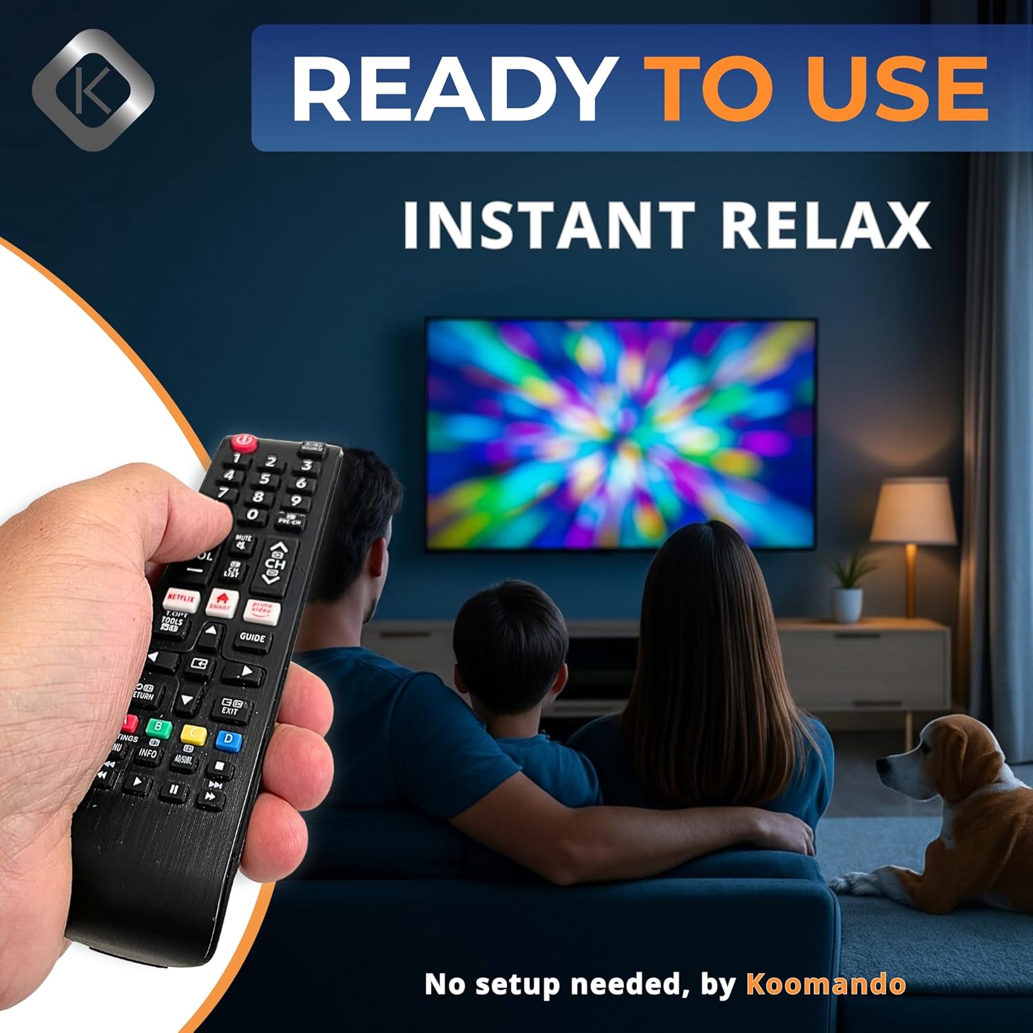 Detalle de Koomando Universal Remote for Samsung TVs (AA59 / BN59 Series) – Ready to Use, with Netflix & Prime Video quick keys