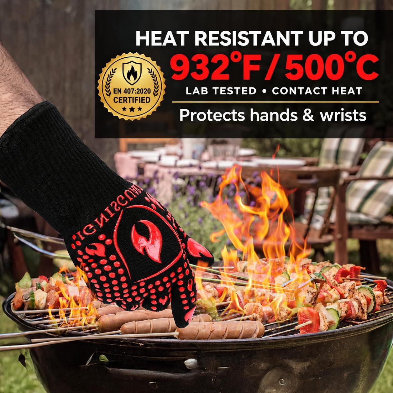 Detalle 2 de IGNISGUARD BBQ Gloves, Red