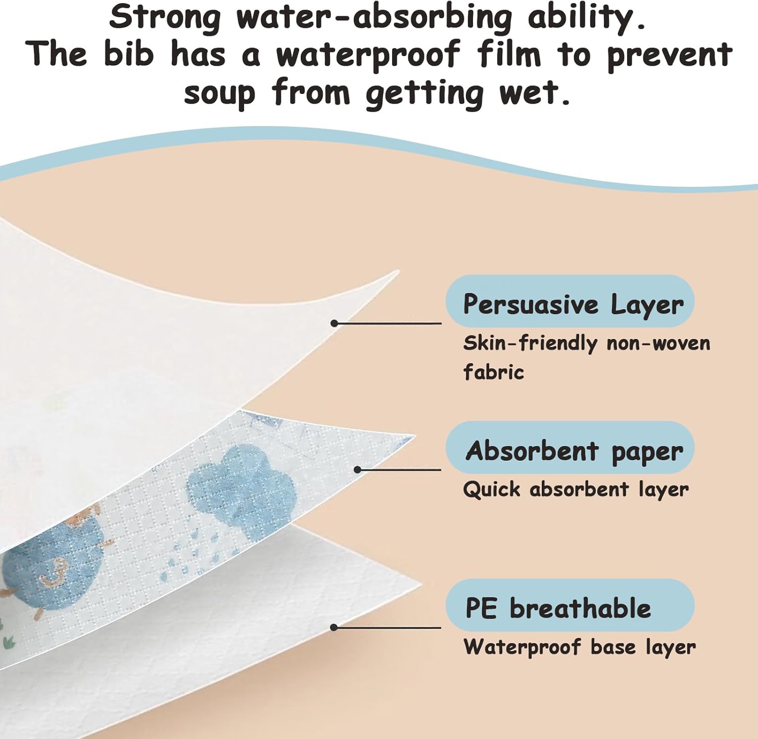 Thumbnail 3 de PewinGo bavaglini monouso regolabili per lo svezzamento (con strato impermeabile e alta assorbenza)