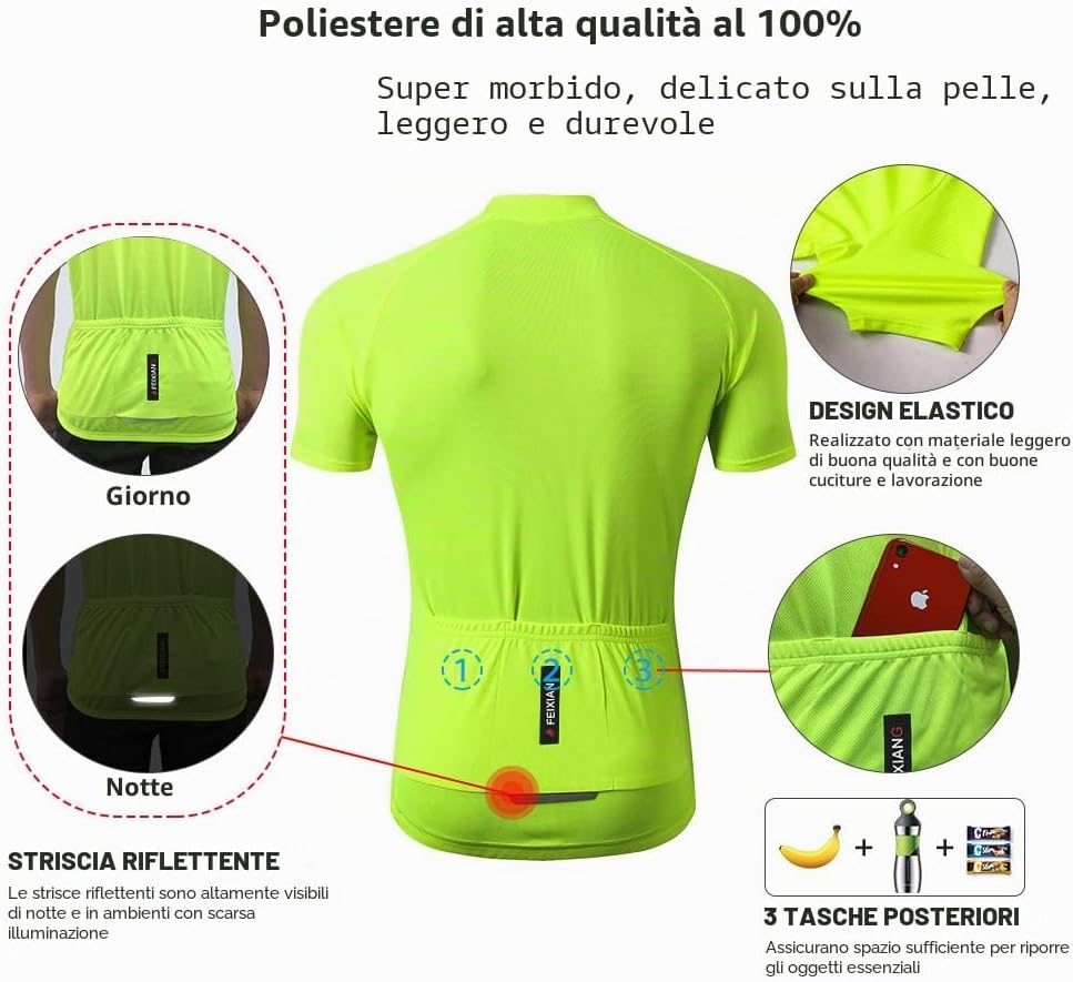 Detalle de MEETWEE Magliette Ciclismo Uomo: Maglia a maniche corte/lunghe in poliestere per MTB e strada