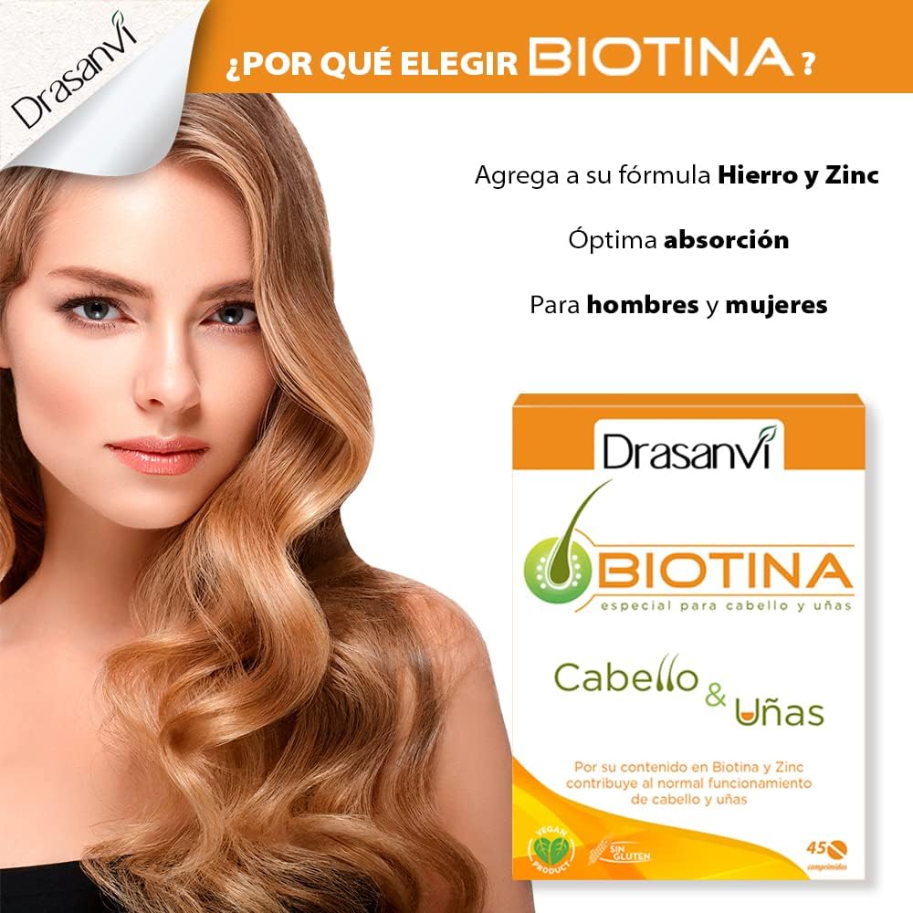 Detalle 2 de DRASANVI Biotina Vitamina H con Zinc y Hierro 💊
