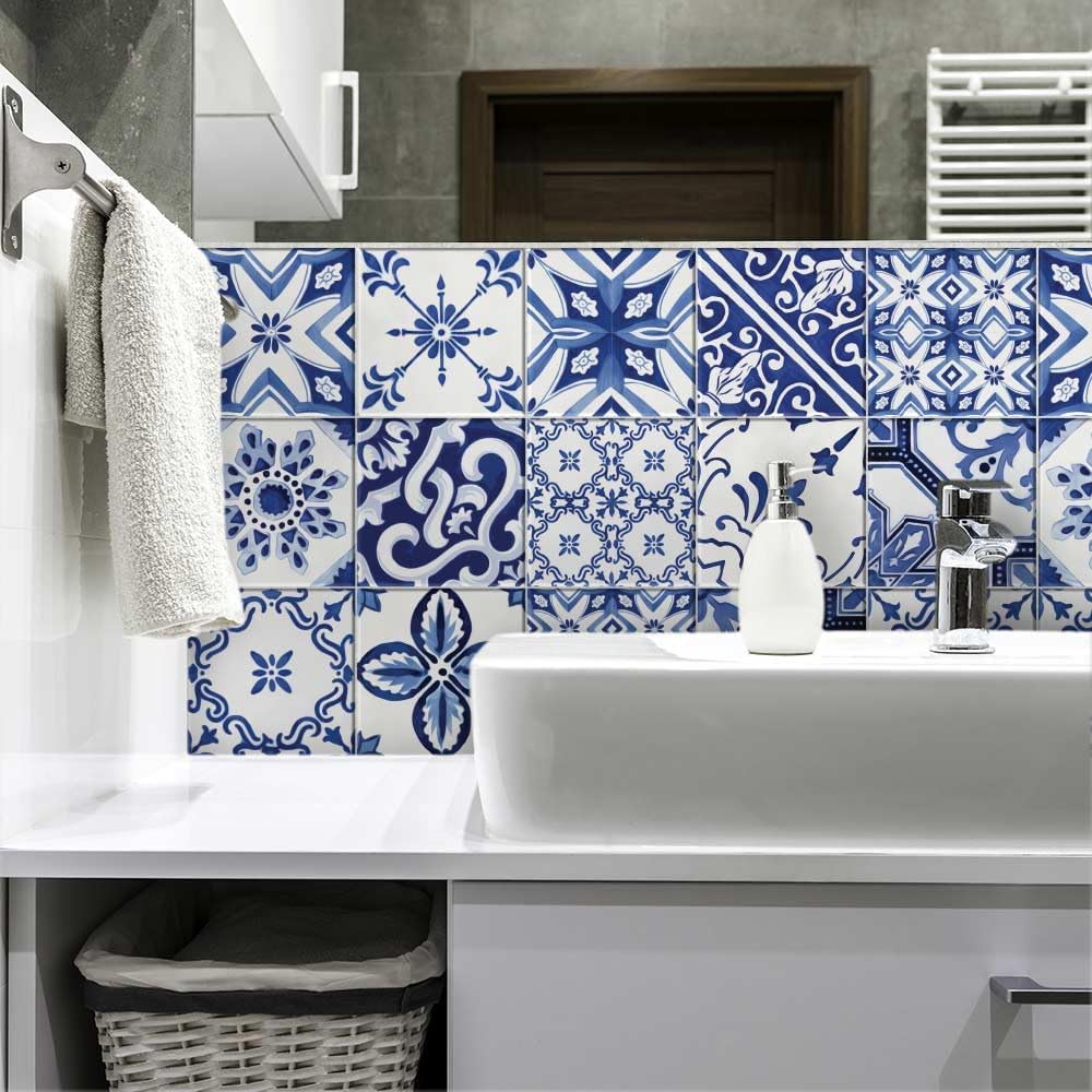 Detalle 2 de RE-COVERTILES – Sticker Carrelage Cuisine et Bain 20x20 cm (12 pièces) – Modèle PS00126, Made in Italy