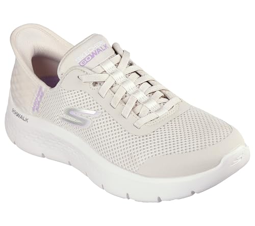 Detalle de Skechers Femme Go Walk Flex Grand Entry - Baskets basses Off White Textile Trim, 37 EU