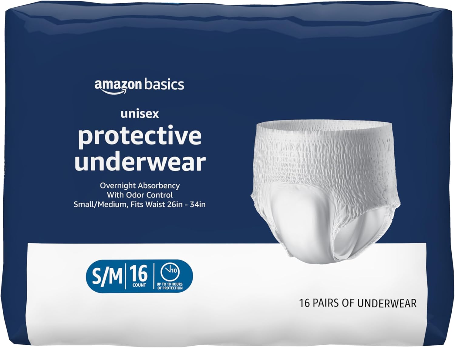 Amazon Basics Incontinence Underwear Small/Medium 16-count