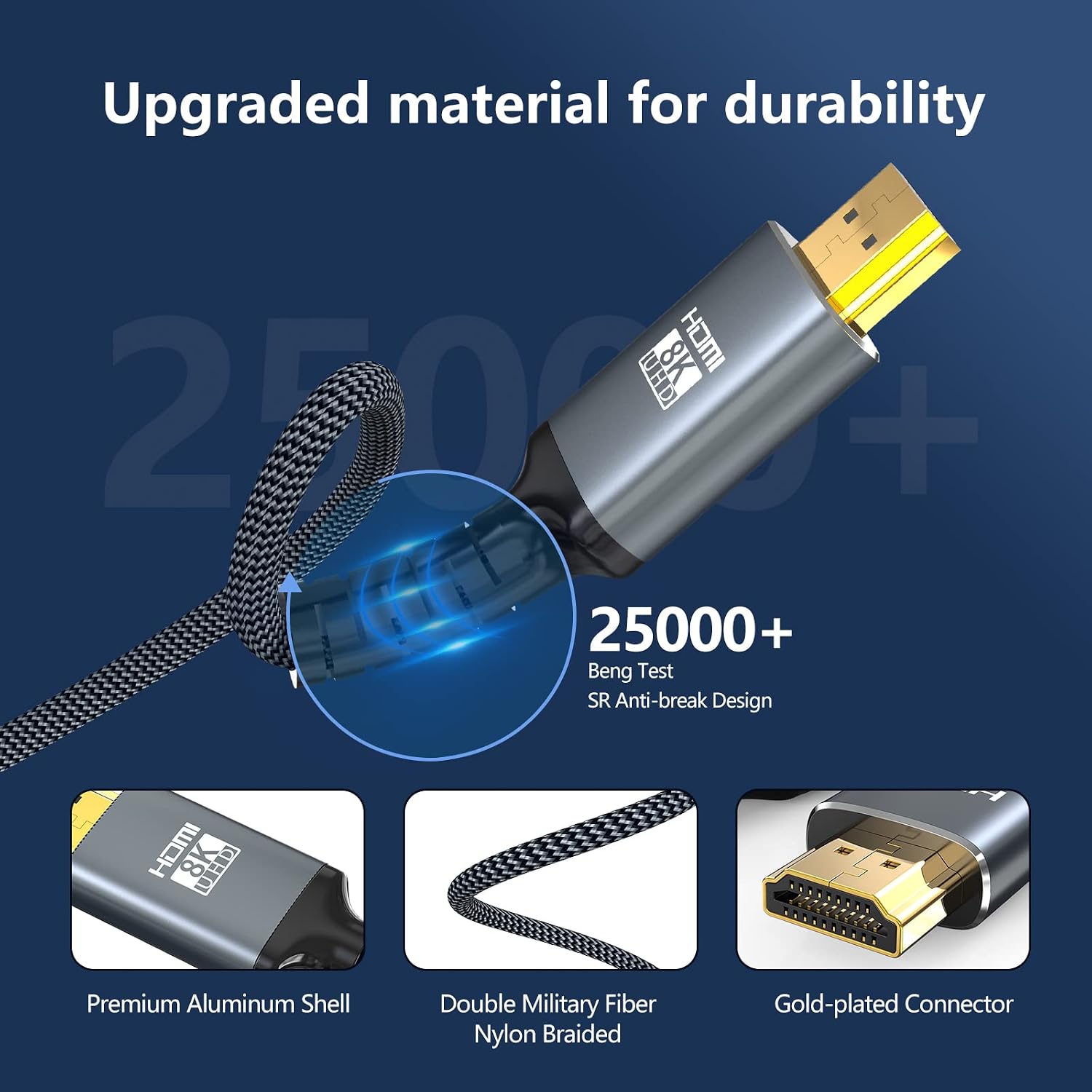 Detalle de Eareyesail 8K HDMI 2.1 Cable 2M – Ultra High Speed 48Gbps for 8K/4K Gaming and Immersive Audio