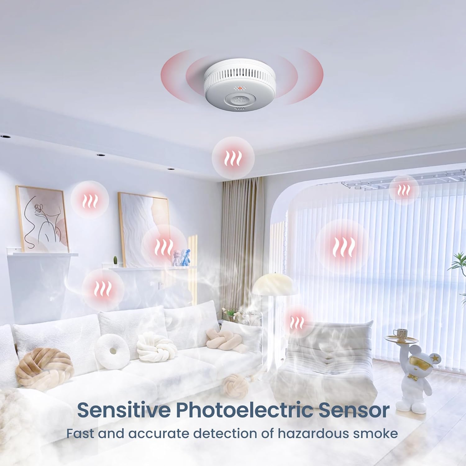 Thumbnail 1 de Smoke Alarm for Home, 2-Pack with 10-Year Battery and Large Test/Silence Button
