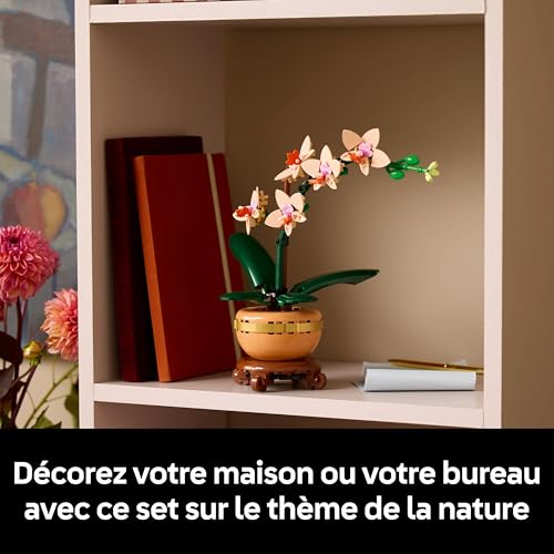 Detalle de LEGO Botanicals L’Orchidée Miniature — Plante Artificielle en Pot Terracotta (10343)