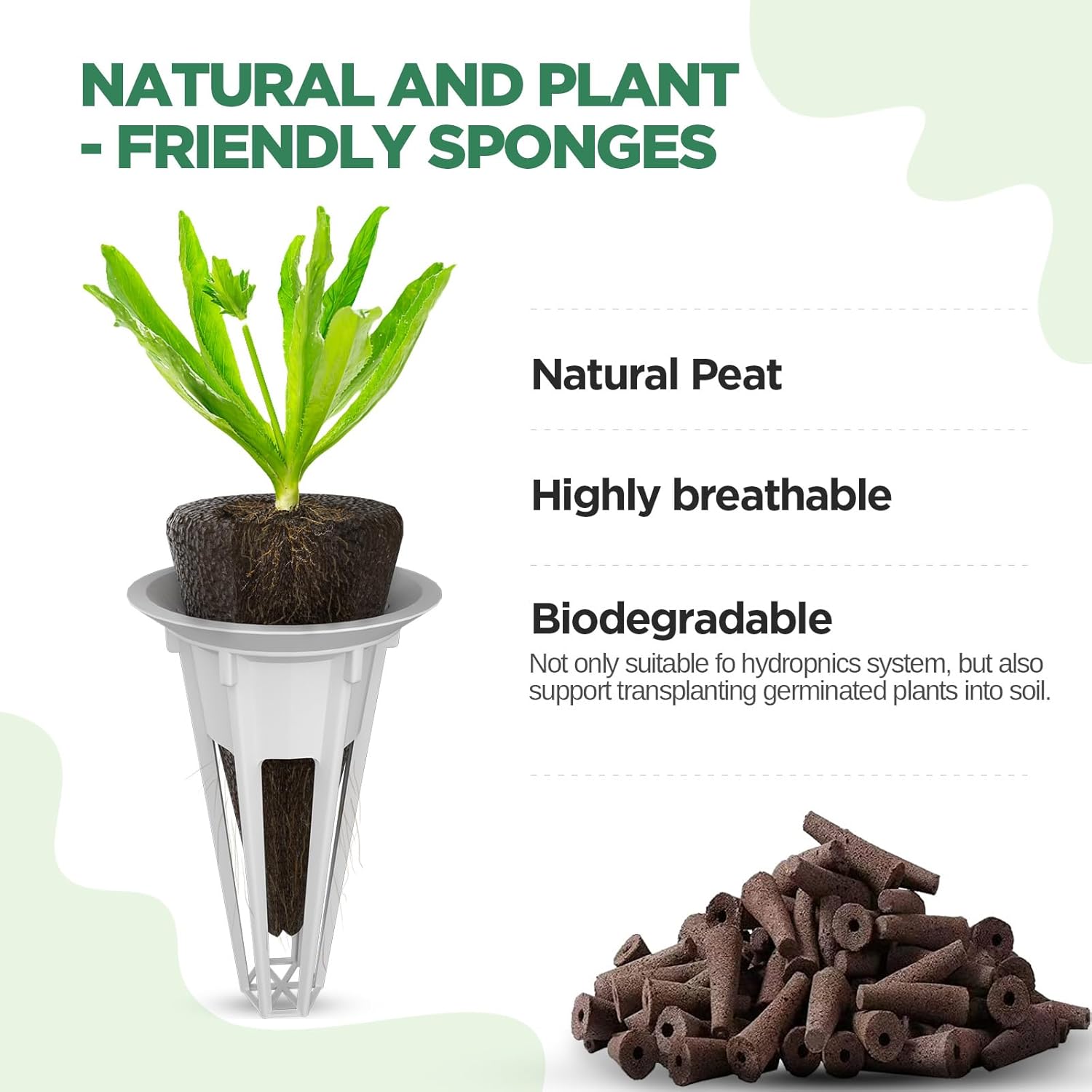 Detalle de LETPOT Seed Pod Kits Replacement Growing Sponges (Pack of 200 Grey Sponges)