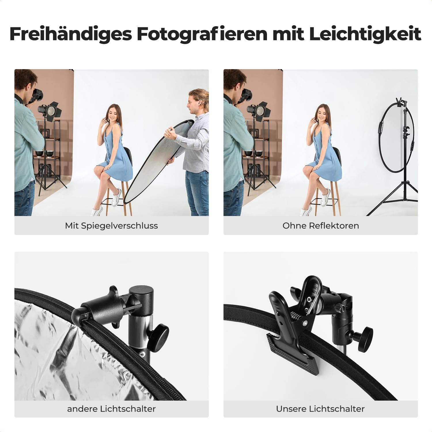 Thumbnail 4 de K&F CONCEPT Heavy Duty Reflektorklammer 180° verstellbar