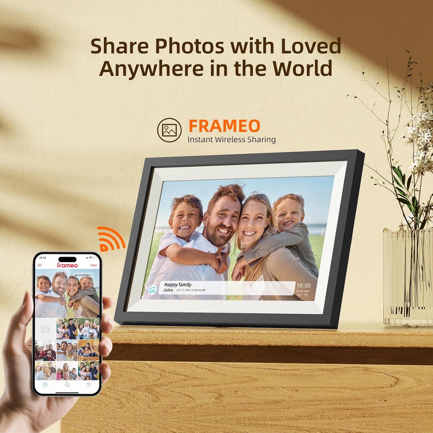 Detalle 2 de Frameo 10.1-Inch Digital Photo Frame (1280x800 IPS Touch Screen, 16GB Wi‑Fi, Auto‑Rotate, SD Support)
