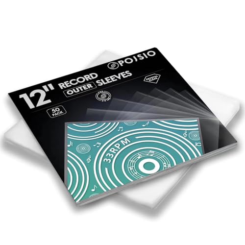 Detalle de POJSIO 50 x Fundas Vinilos LP Exteriores 12 Pulgadas | 50 fundas de polipropileno 3 mil para discos