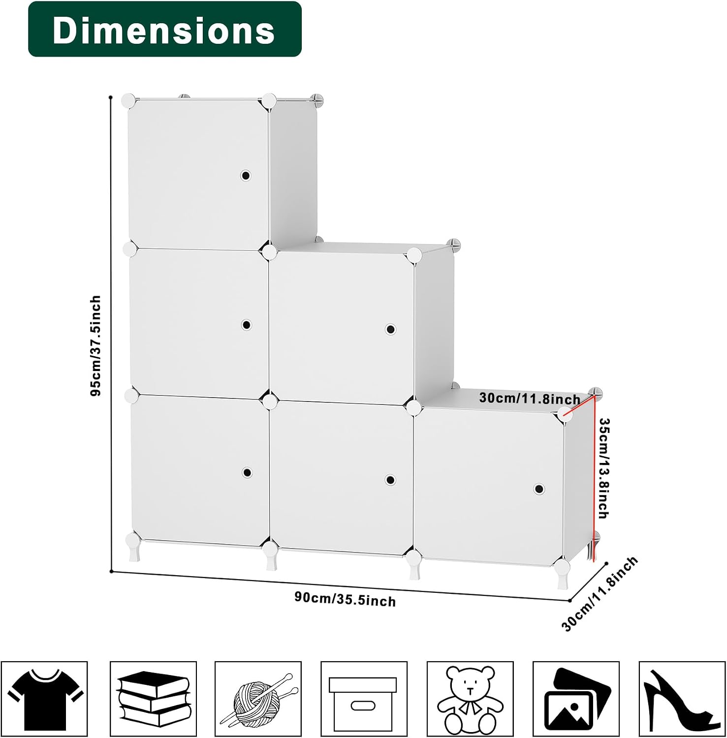Detalle de ATTDETJL ATTSL6002 6-cube storage unit 30cm compartments