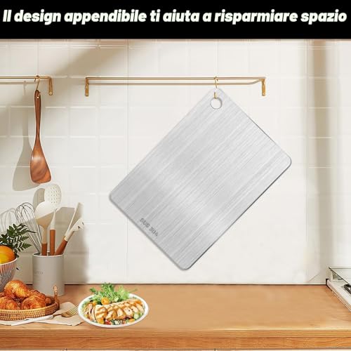 Thumbnail 4 de Pavlleen Tagliere in acciaio inox e Titanio 30×20 cm – tavola da taglio a doppia faccia