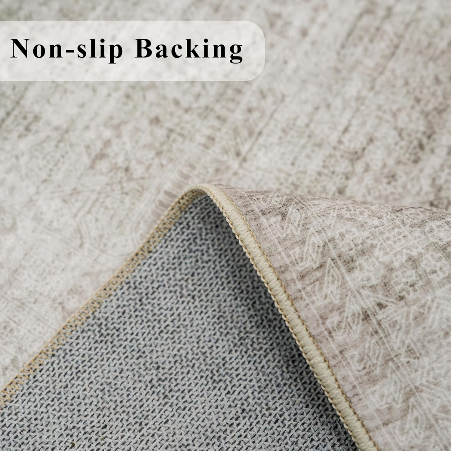 Detalle de Washable 2x4 Abstract Kitchen Rug: Neutral, Easy-Clean, Non-Slip Floor Mat (Beige/Ivory, 2x4)