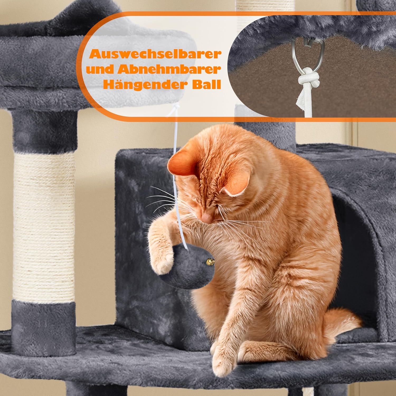 Thumbnail 6 de Kratzbaum XL 158 cm mit Sisal, Yaheetech