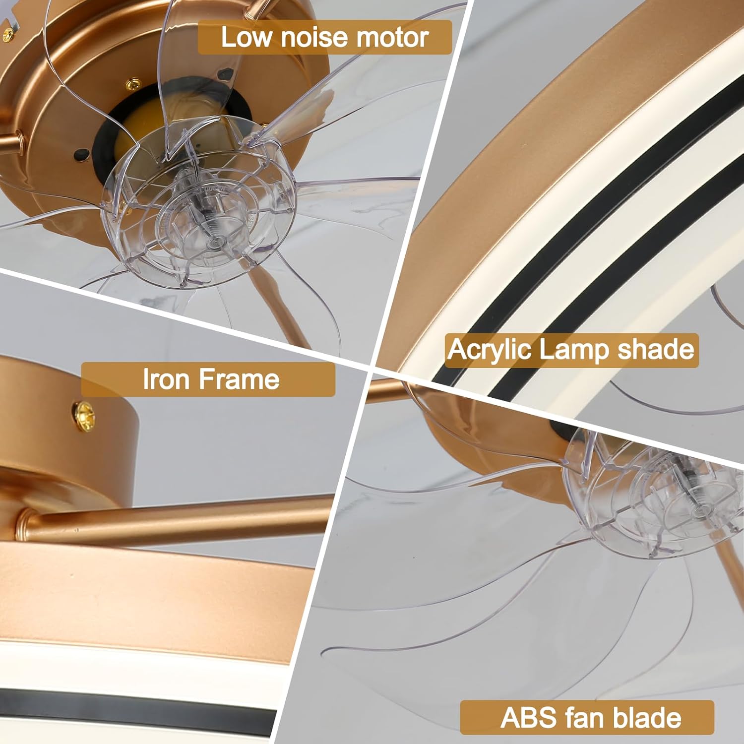 Thumbnail 5 de FRIXCHUR Low Profile Ceiling Fans with Lights and Remote: Compact, Dimmable Illumination in a Sleek Fandelier