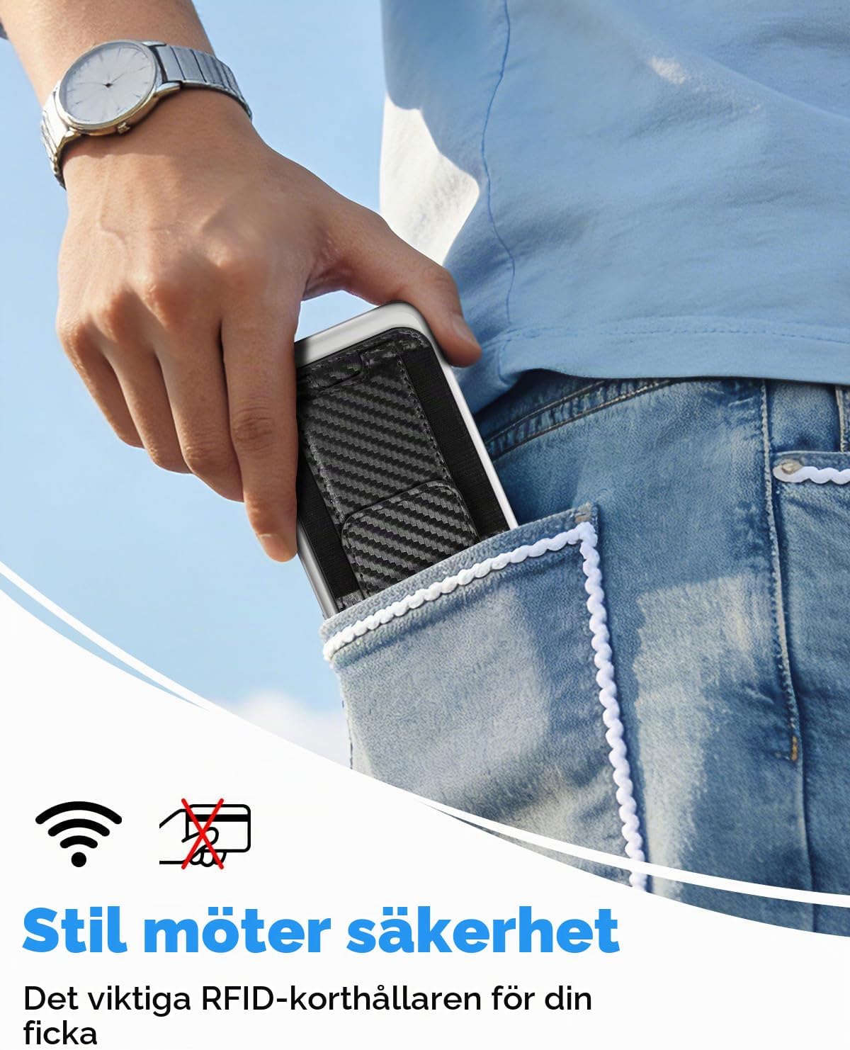 Detalle 2 de Casebo MagSafe Wallet – magnetisk korthållare med stativ, RFID-skydd och plats för 7 kort