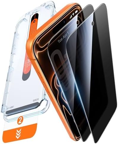 Detalle de DIMONCOAT Top 9H++ Privacy Screen Protector for iPhone 17 Pro, 2-Pack