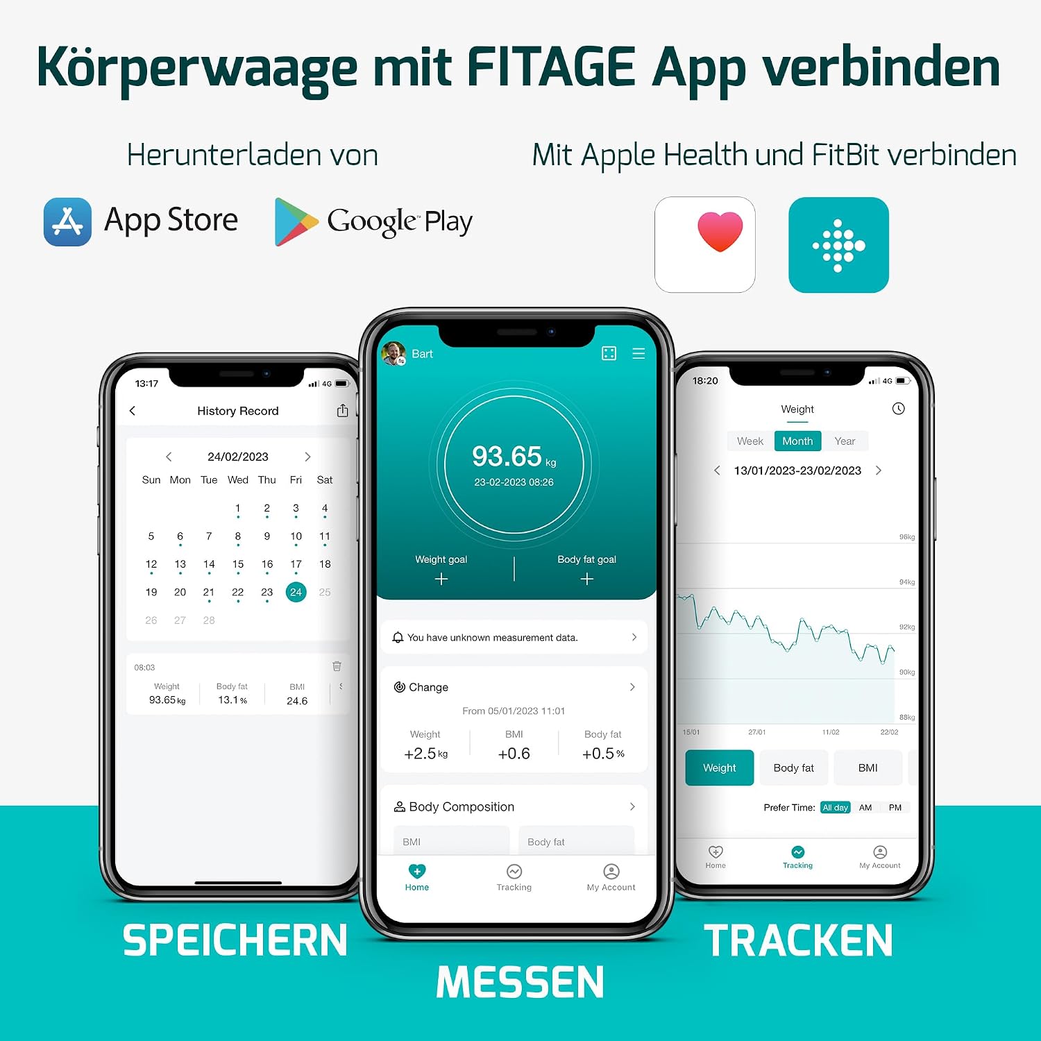 Thumbnail 4 de Digitale Personenwaage „Testsieger 2025“ – Körperanalysewaage bis 225 kg mit App & 17 Messwerten (Schwarz)
