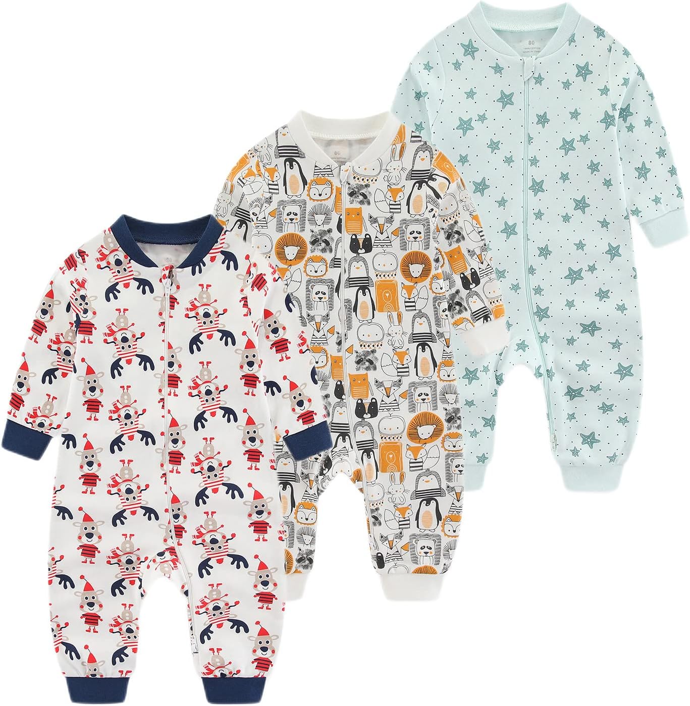 Detalle de Chamie Baby Sleepsuit Romper for Baby Boys and Girls – Double Zipper, Neck Protection, 3–24 Months