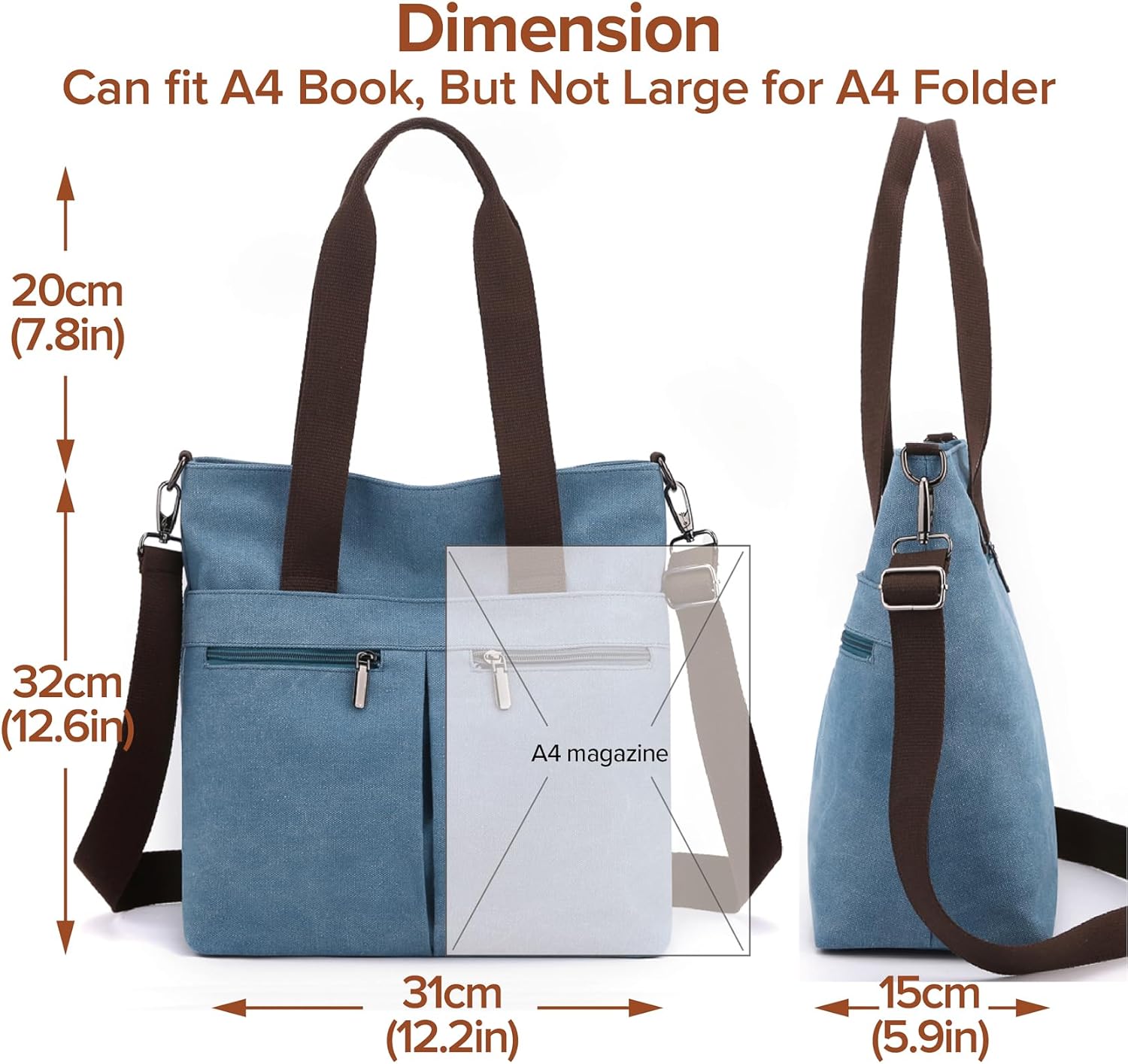 Detalle de MAYMOONER canvas tote bag, 9 pockets