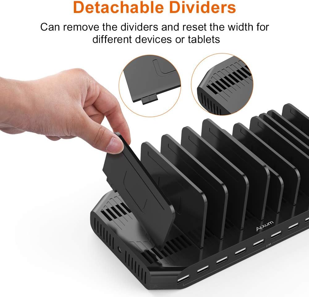Thumbnail 5 de Alxum 60W Station de Charge USB à 10 ports – Station de recharge multifonction pour téléphones et tablettes