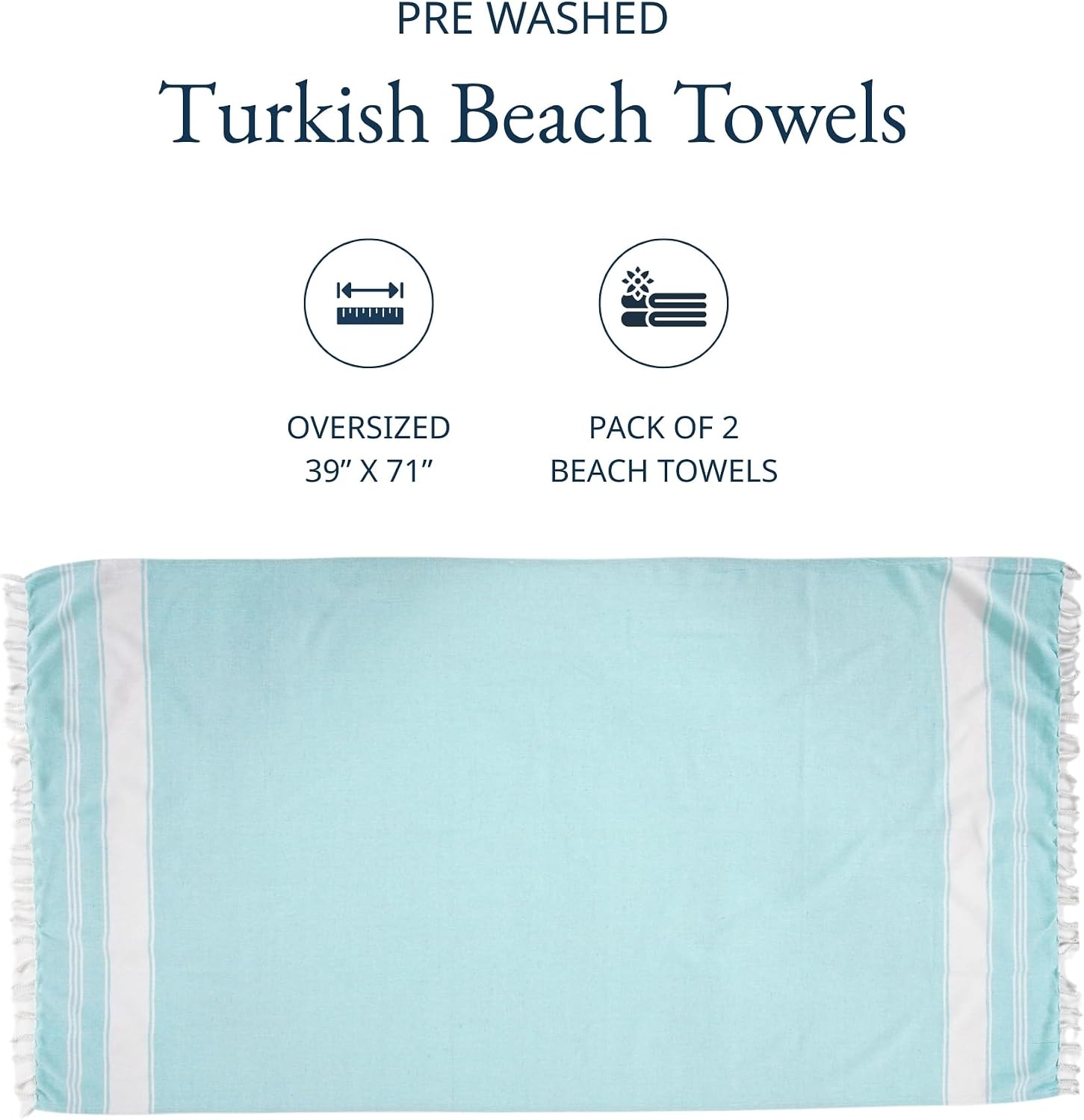 Detalle 2 de LANE LINEN Beach Towel 39"x71" Oversized 2 Pack