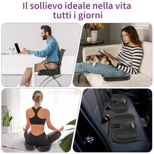 Thumbnail 5 de Radikor Cuscino ergonomico per sedia in memory foam, nero, con base antiscivolo