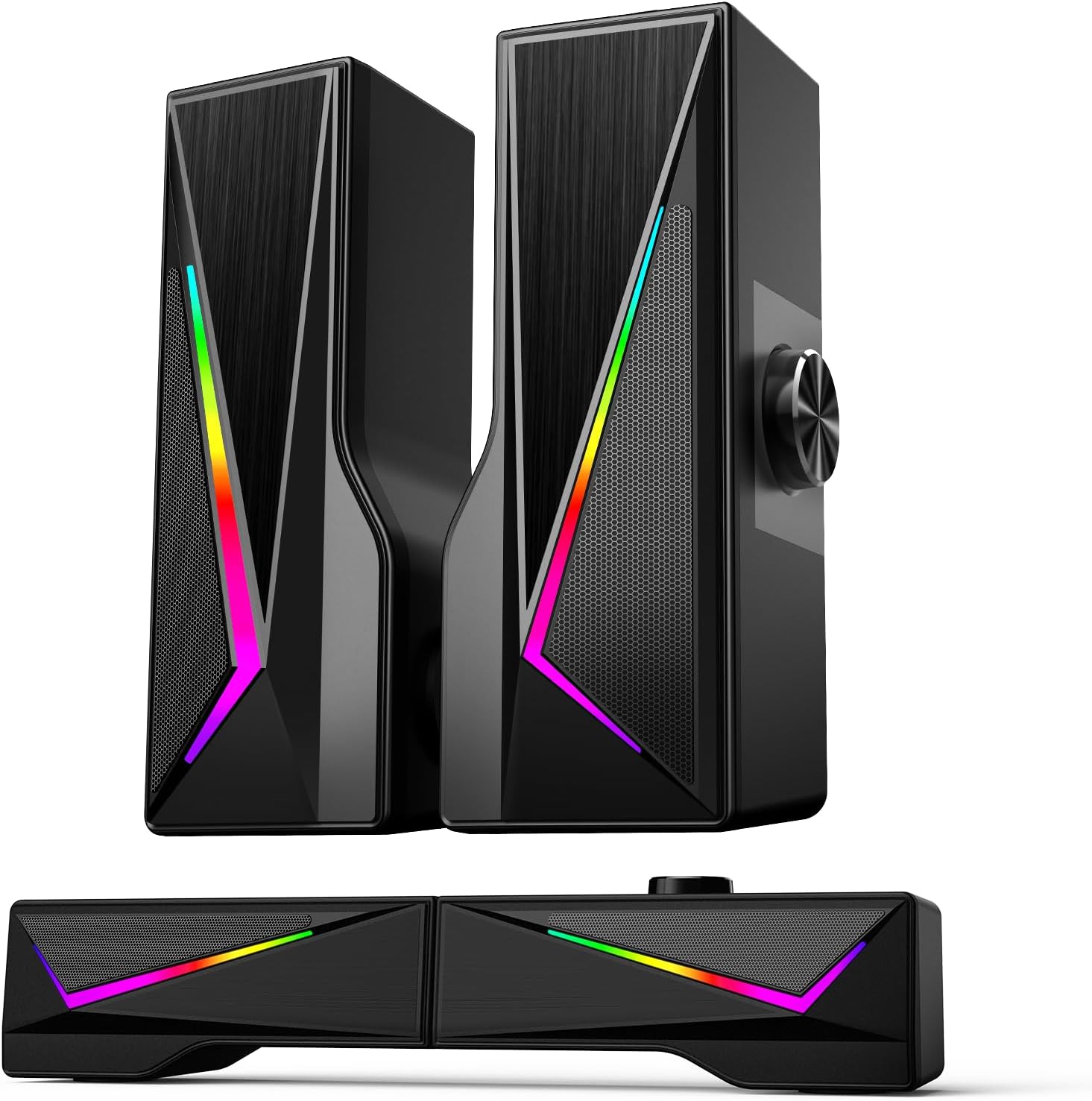 Detalle de AOC Splitx Detachable Computer Speakers, Bluetooth 5.3, 10W RGB