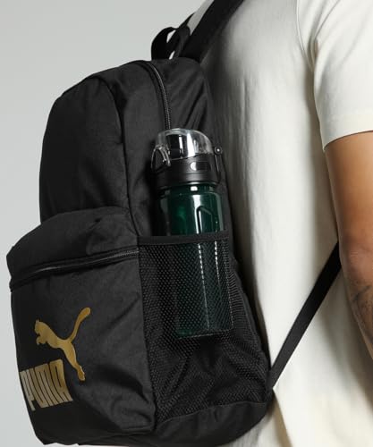 Detalle de PUMA PHASE 091164, mochila unisex de gran capacidad en negro y dorado