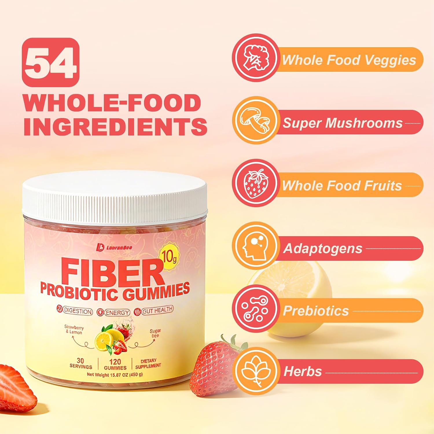 Detalle 2 de LanranBee Fiber Gummies, 120 Count