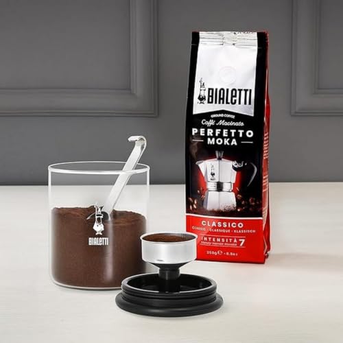 Detalle de Bialetti Barattolo Moka in Vetro con Tappo Ermetico e Cucchiaio Dosacaffè – 250 g