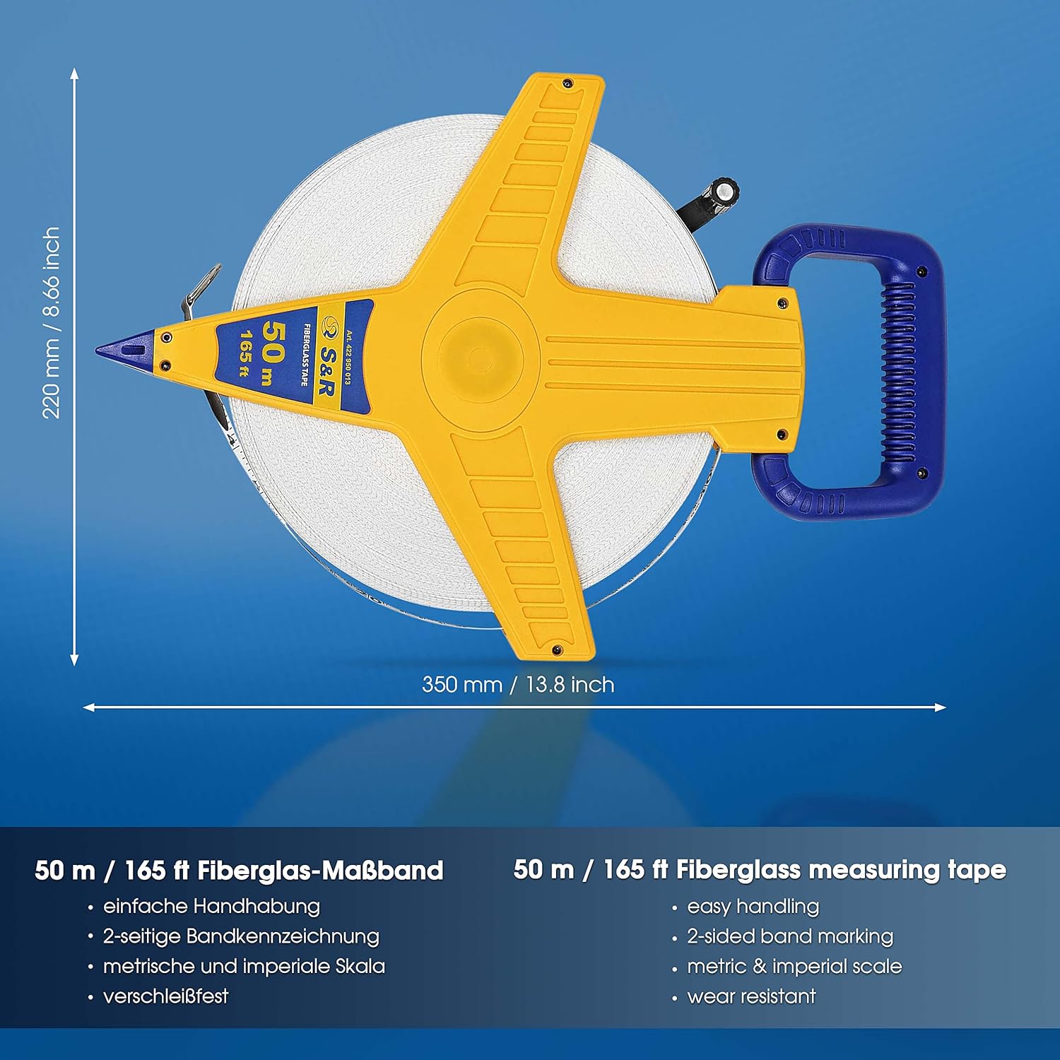 Thumbnail 1 de S&R Metro a Nastro in Fibra di Vetro 50 M / 165 Ft – Flessometro professionale per geometri e agrimensori