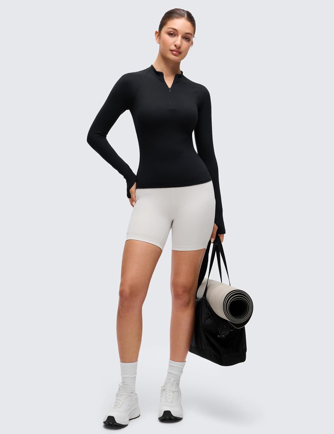Detalle de CRZ YOGA Womens Softembrace Half Quarter Zip Long Sleeve Top