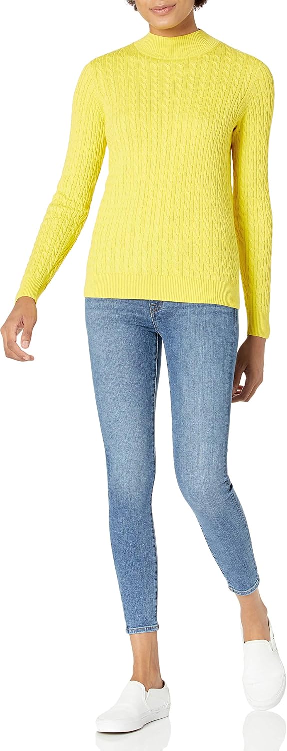 Thumbnail 3 de Amazon Essentials Damen leichter Langarm-Pullover mit Stehkragen und Zopfmuster (klassische Passform)