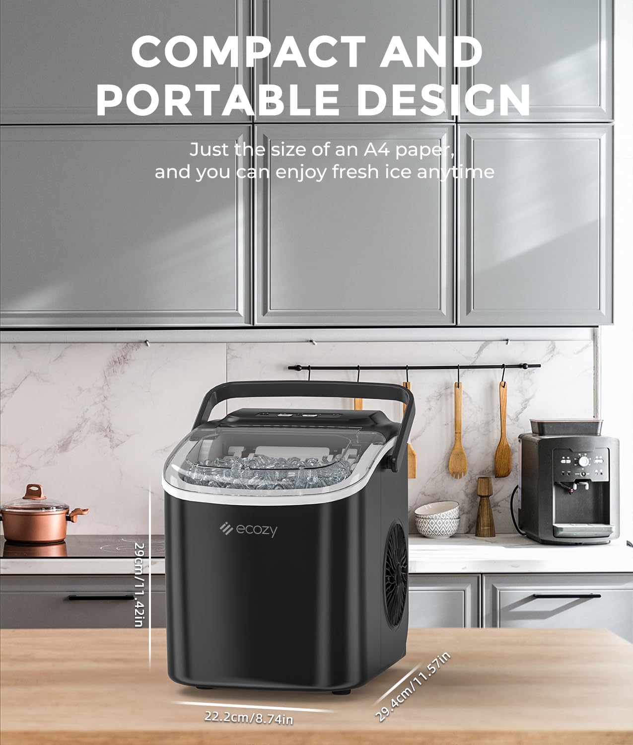 Thumbnail 5 de ecozy Ice Maker Countertop Machine (makes 9 cubes in 6 mins, up to 12KG/24H) with self-cleaning