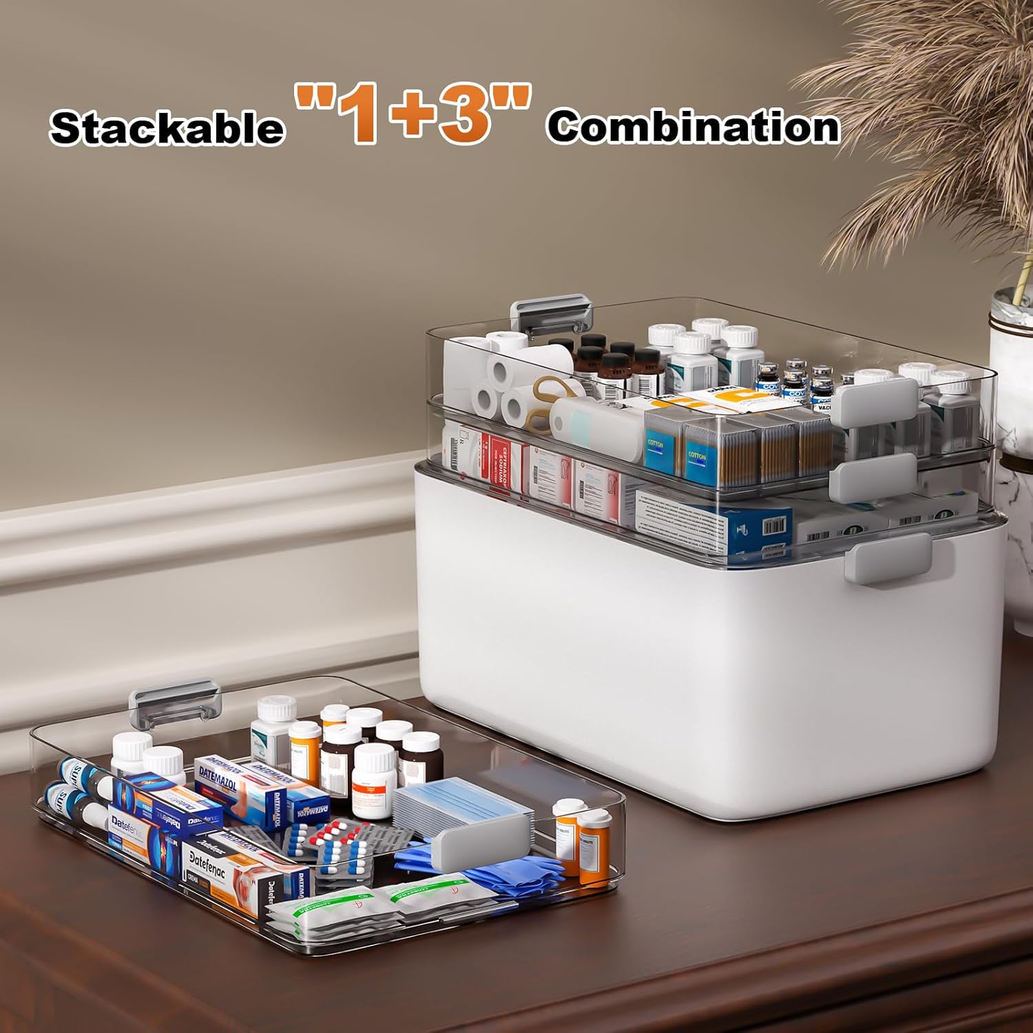 Thumbnail 3 de funest 4-Tier Medicine Storage Box Cabinet – Portable Organizer