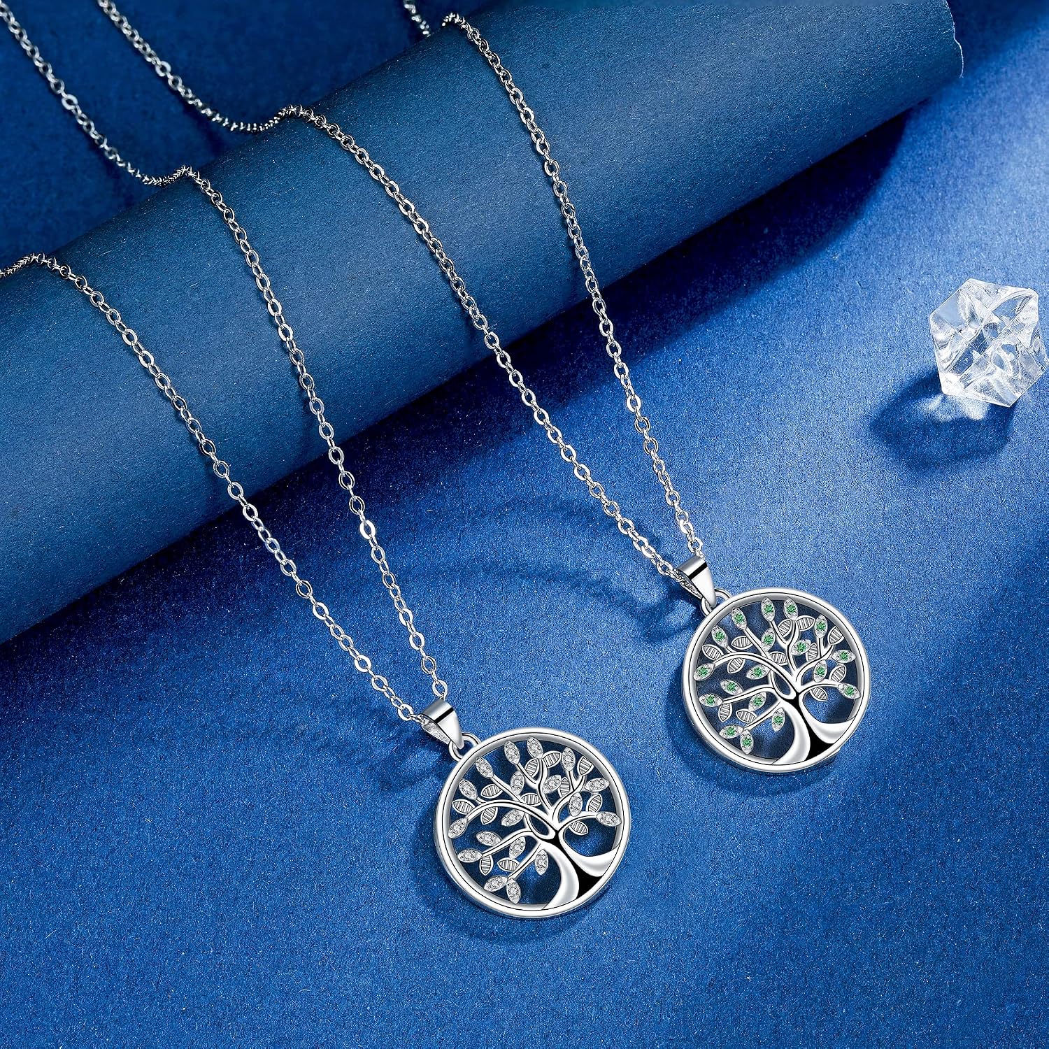 Detalle de J.MUEN Lebensbaum Halskette für Damen – 925 Sterling Silber, Lebensbaum-Anhänger