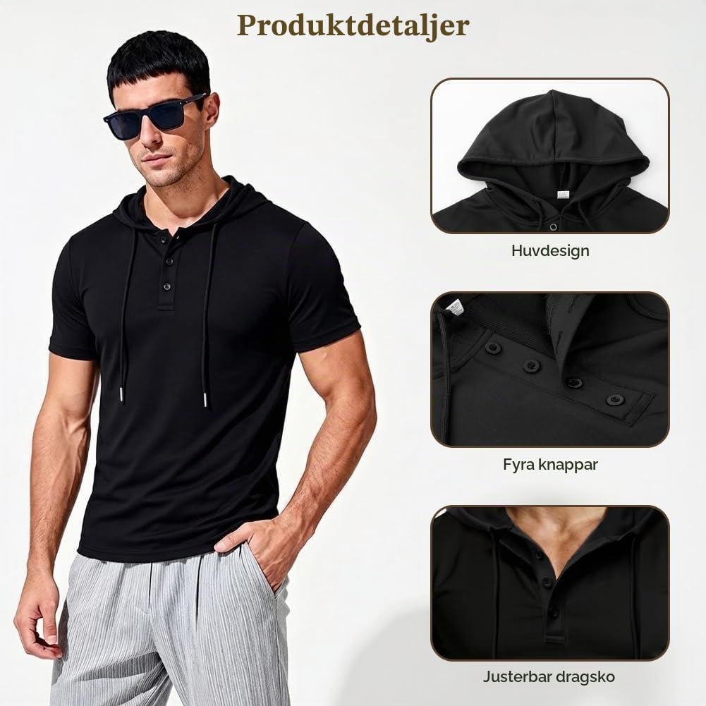 Thumbnail 4 de BSBUY kortärmad träningströja med huva i stretchig polyester