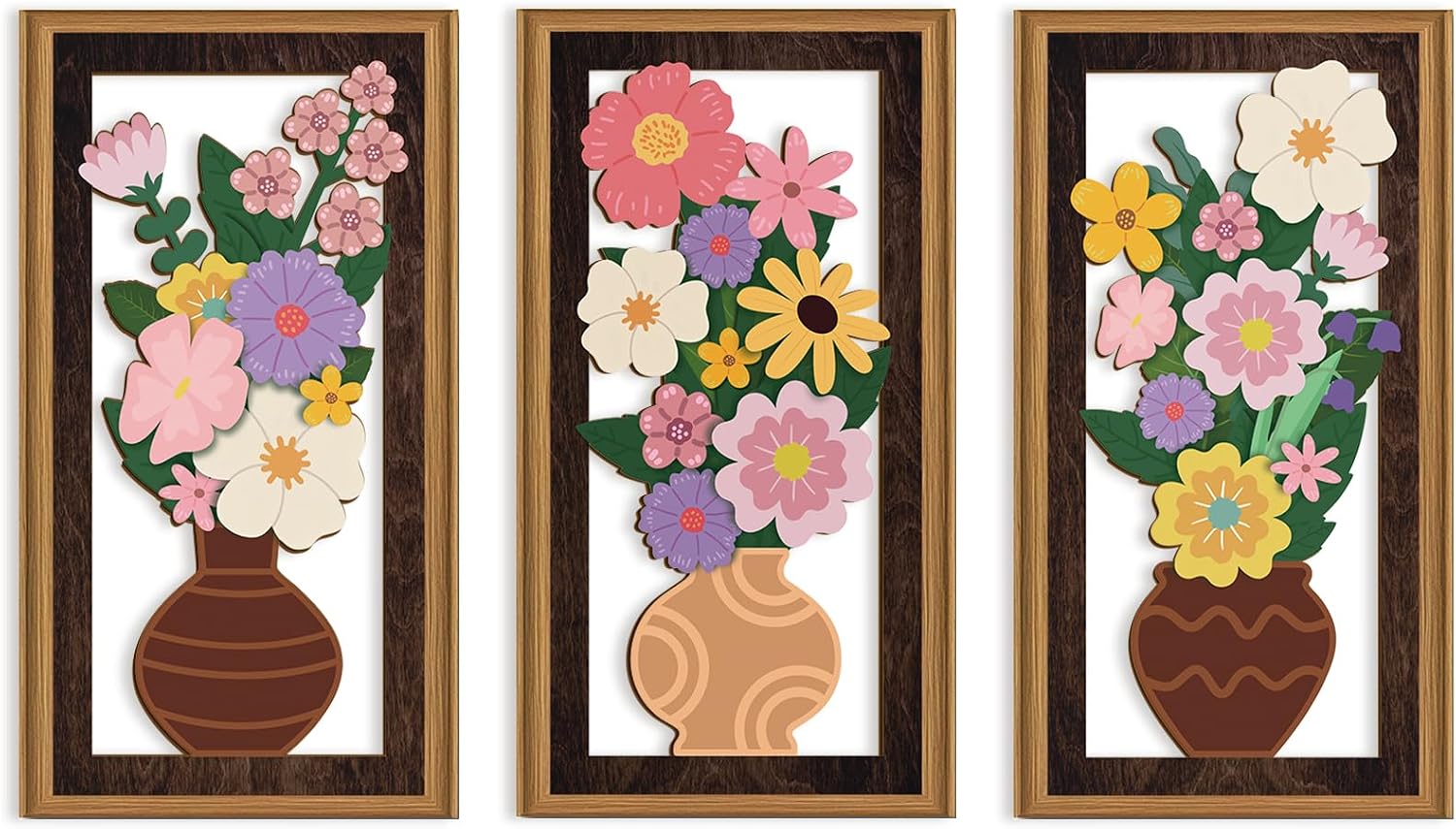 ANHUIB 3 Pcs Boho Flower Wall Art 20x40cm