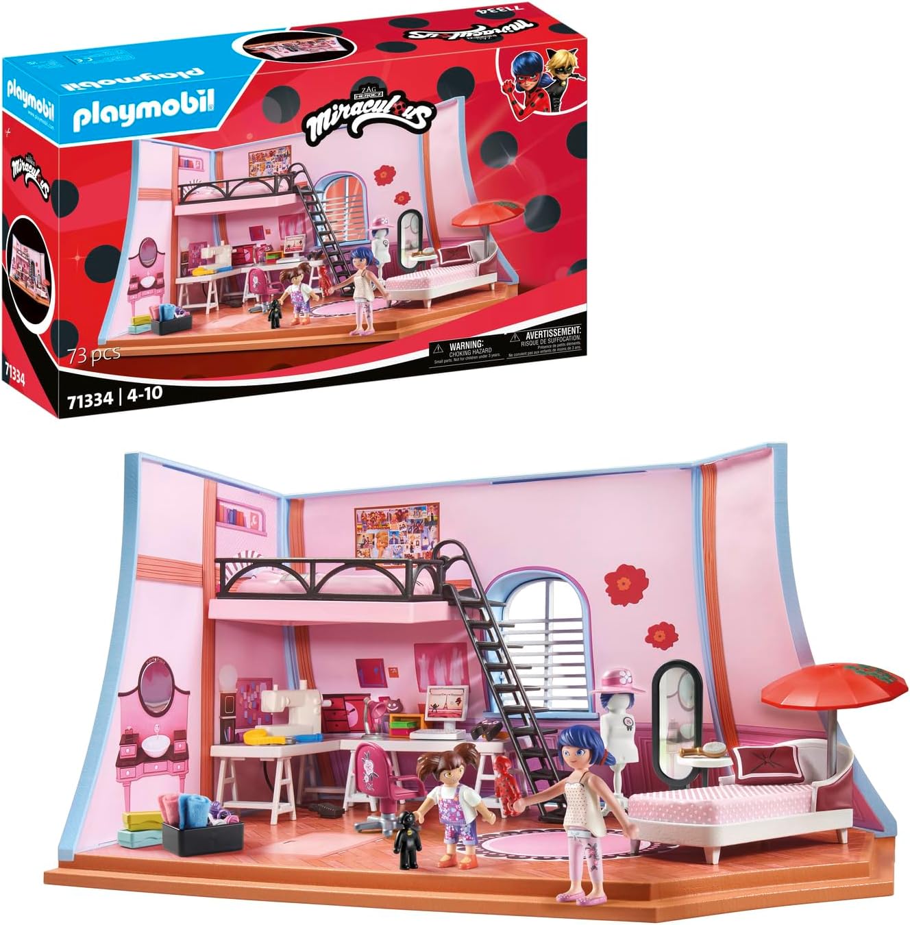 Detalle de PLAYMOBIL Miraculous 71334 Miraculous: Marinettes Loft – detailreiches Loft-Set für Kinder ab 4 Jahren