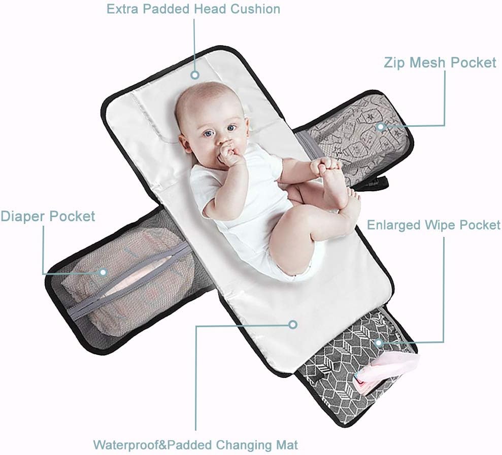 Detalle 2 de Lekebaby Portable Nappy Changing Mat with wipe pocket, grey