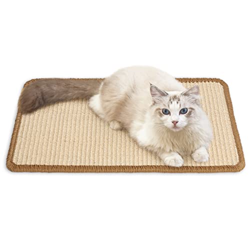 FUKUMARU alfombrilla rascador para gatos de sisal natural 50x30 cm (color crema)