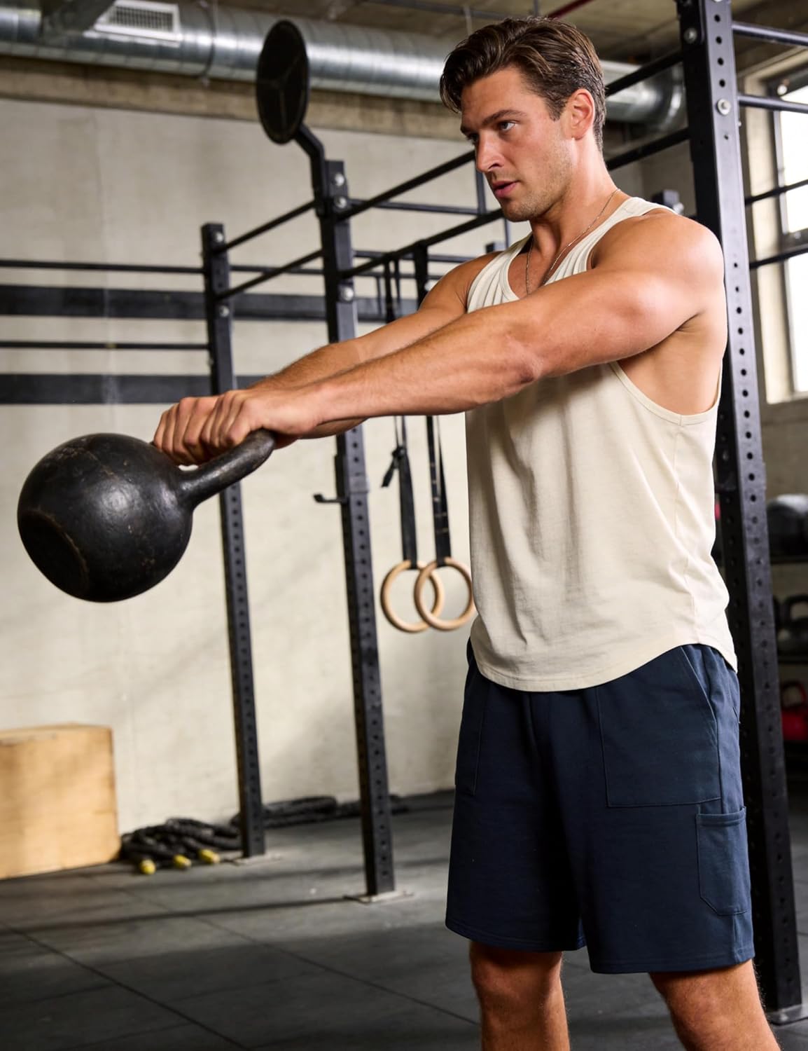 Thumbnail 6 de Wayleb pantaloncini uomo sportivi in cotone con tasche e girovita elastico S–3XL