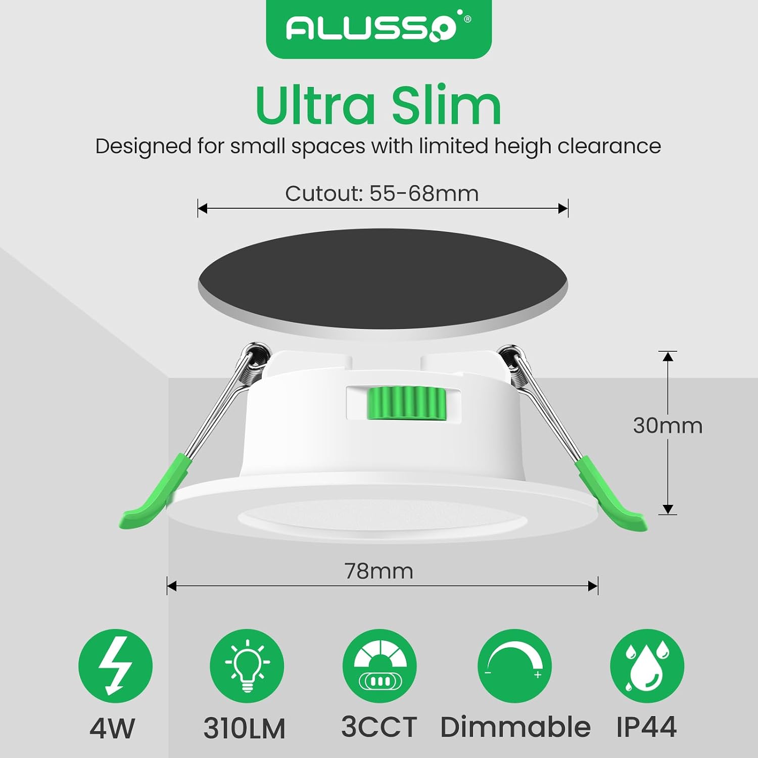 Detalle de ALUSSO LED Recessed Ceiling Lights 4W 310LM — 6 Pack